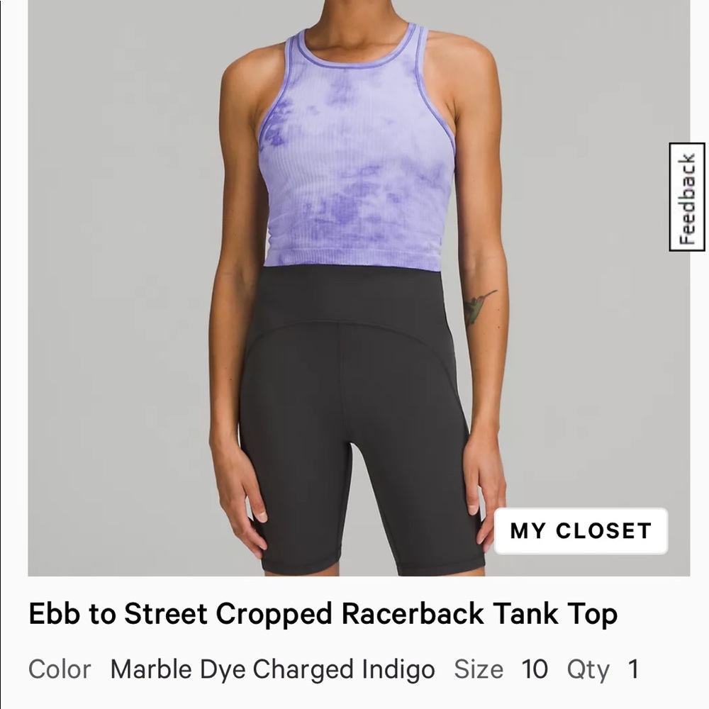 Lululemon Ebb to Street Cropped Racerback Tank